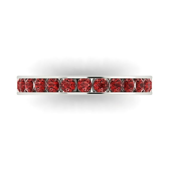 0.39 ctw Wedding Band for Women - 18K White Gold Natural Garnet Stackable Eternity Ring