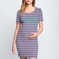 thumbnail image 2 of Zwiiyzr 2025 Women's Maternity Dress Striped Slim Short Sleeve Tank Dresses Scoop Neck Pregnancy Bodycon Dress for Casual Wear Navy, 2 of 7