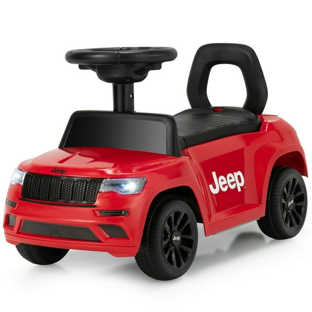 Gymax Autorisé Jeep Ride sur Voiture Pied au Sol Pousser Voiture W / sous le Siège de Stockage Rouge