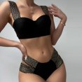 thumbnail image 3 of Hipattires Black Swimsuits Women with Molded Cups Two Piece Solid Bikini Sets Under $10 Athletic Swimwear Summer Bathing Suits, 3 of 6