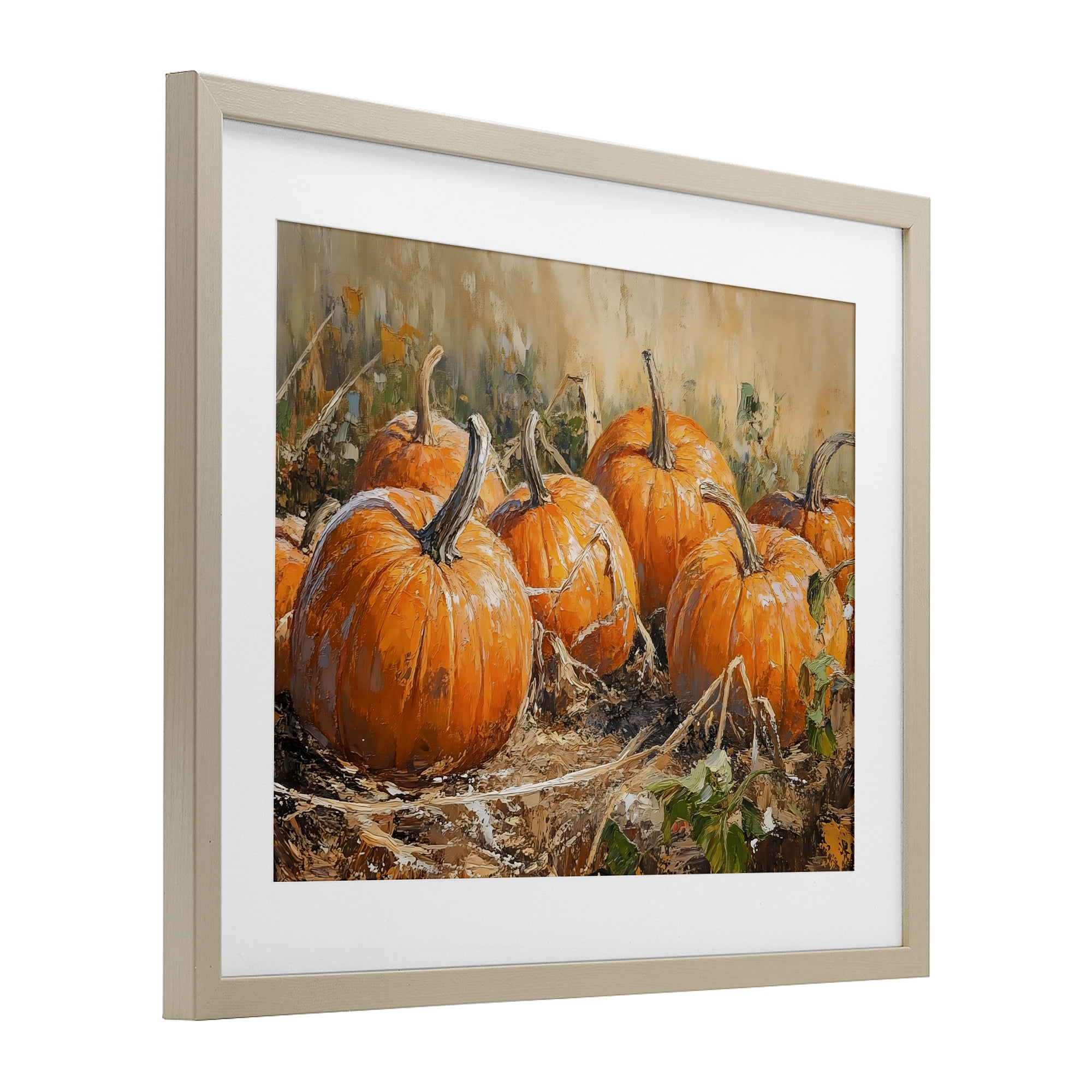 Stupell Industries Pumpkin Patch Autumn Harvest Scene Birch Framed Print Under Glass, design by Nini Art