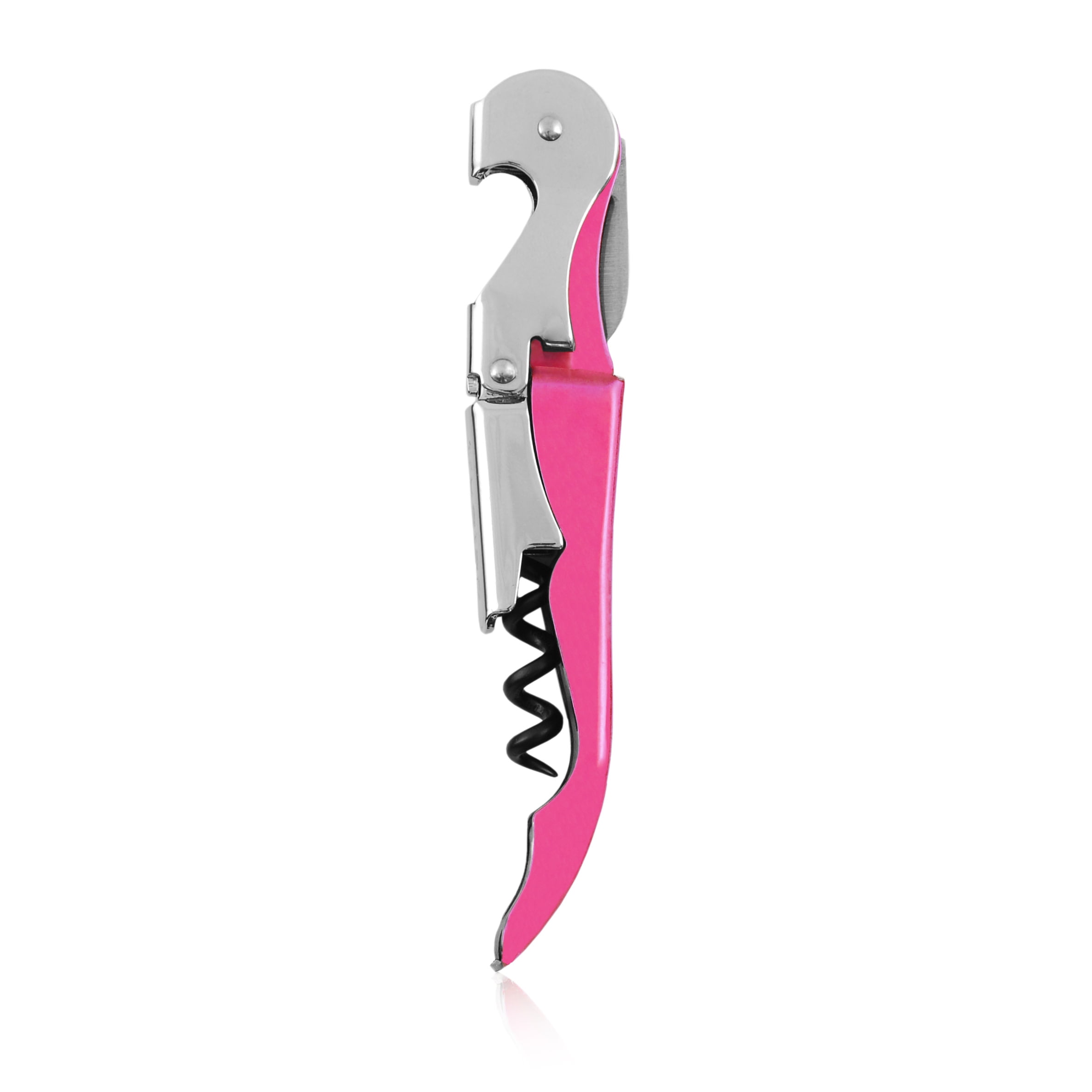 True TrueTap Pink Double Hinged Waiter’s Corkscrew, Stainless Steel