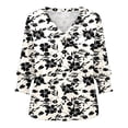 thumbnail image 4 of 3/4 Length Sleeve Womens Tops 2026 Spring Summer Floral Printed V Neck T Shirts Blouse, 4 of 4
