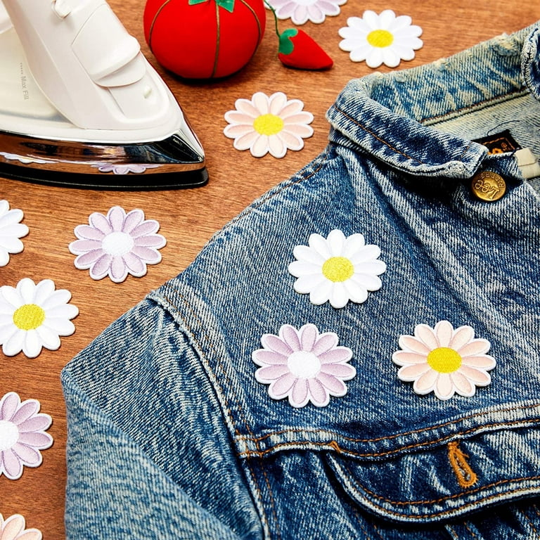 10PCS Embroidery Daisy Sunflower Flowers Sew Iron On Patches Badges Daisy  For Dresses Bag Hat Jeans Clothes Applique DIY Crafts