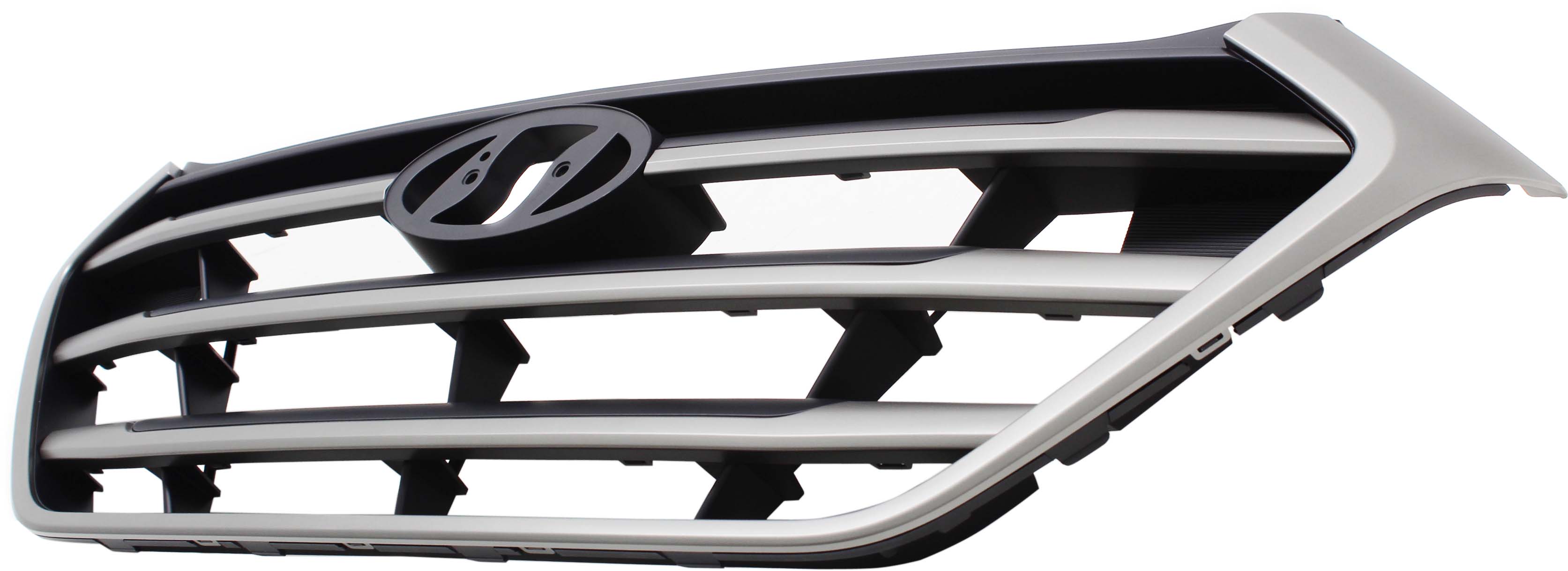 Grille Assembly Compatible With 2016-2018 Hyundai Tucson Painted Silver Shell with Black Insert