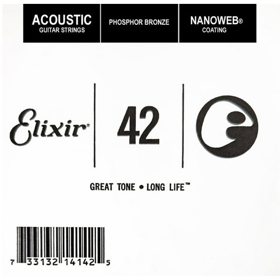 Elixir Strings Acoustic Phosphor Bronze Guitar String NANOWEB Coating, .042