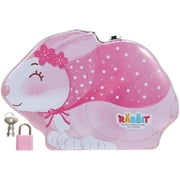 The Gift Piggy Bank Kids Savings Storage Box Rabbit Model Pink Plastic Iron Child