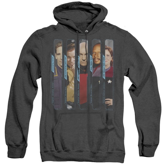Star Trek The Captains Adult Heather Hoodie Sweatshirt Black