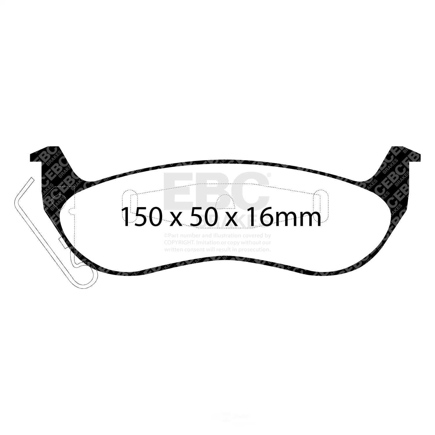 EBC Brakes DP21677 Greenstuff 2000 Series Sport Brake Pads, FMSI Pad No. D932 Pad Dimensions: 150 x