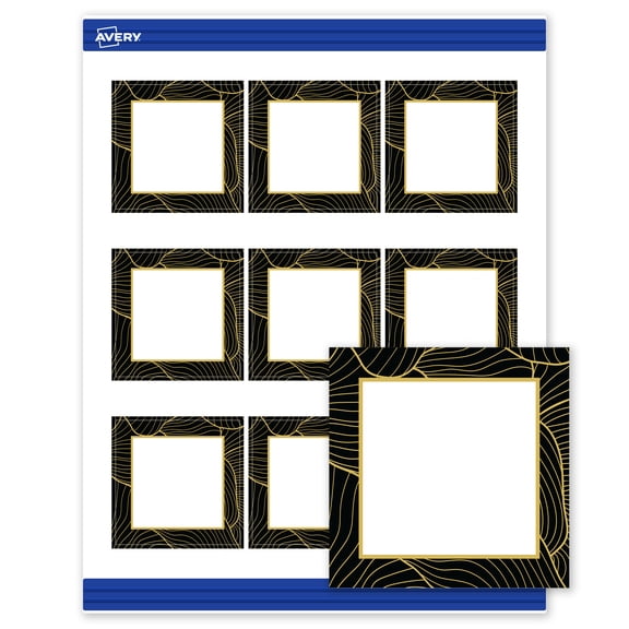Avery Square Business Cards, Black with Gold Pattern, 2.5" x 2.5"