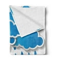 thumbnail image 2 of Rain Soft Flannel Fleece Throw Blanket, Trippy Convective Cloud Group Like Savannah Forecast Drips Theme Autumn Rain, Cozy Plush for Indoor and Outdoor Use, 70" x 90", Blue White, by Ambesonne, 2 of 5