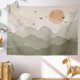 thumbnail image 2 of Tapiz de montaña verde, arte abstracto para colgar en la pared, paisaje de mediados de siglo, tapices de salida del sol, decoración estética minimalista de mediados de siglo para sala de estar, d, 2 of 5