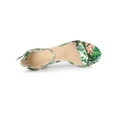 thumbnail image 4 of BLISSFUL STEP Women's Shoes Flower Print Open Toe Block High Heels Summer Sandals Green 10.5, 4 of 7