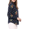 thumbnail image 4 of Unique Bargains Women's Tie Ruffled Neckline Polka Dots Floral Blouse Tops, 4 of 6