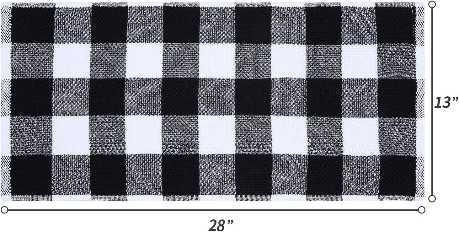 Homgreen 100% Cotton Waffle Weave Check Plaid Kitchen Towels, 13 x
