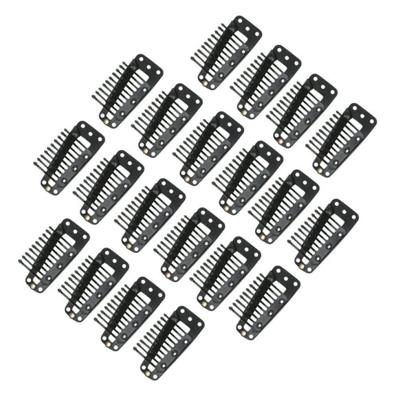 Unique Bargains 20 Pcs 10-Teeth Snap Wig Hair Clips for Hair Extension Black