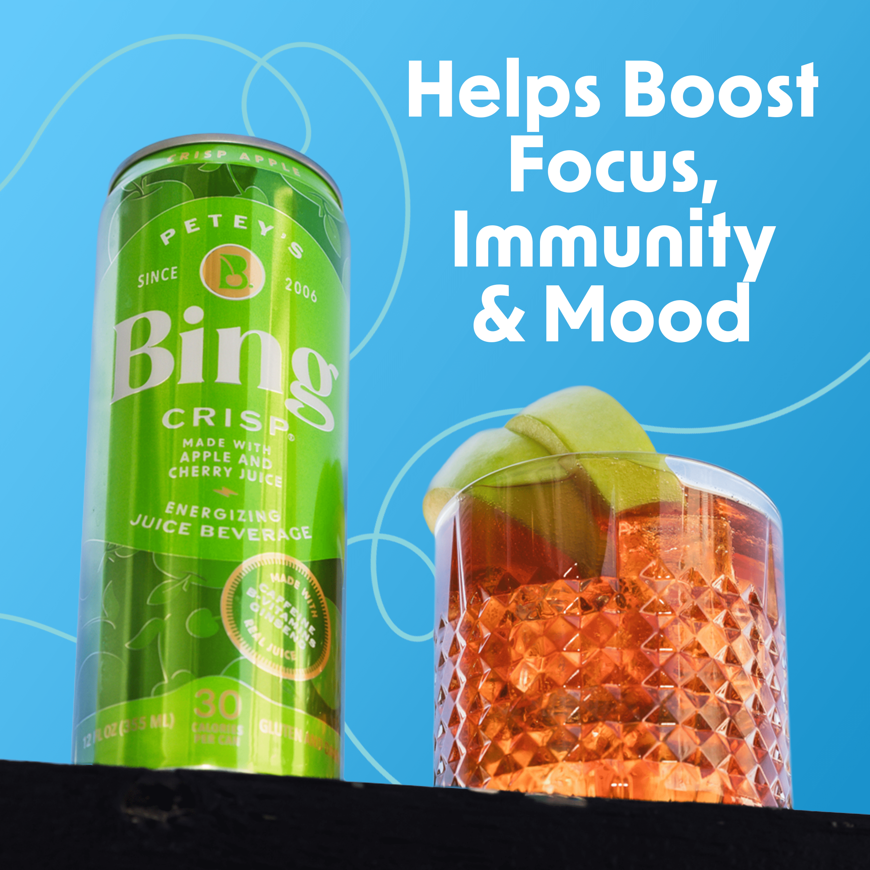 Bing Beverage Healthy Energy Drinks, Bing Crisp, 12 oz (12 Pack)