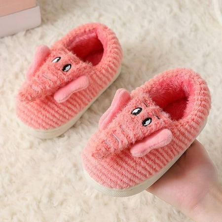 

QWZNDZGR Elephant Slippers Winter Shoes For Whole Family Home Slides Fur Loafer Slipper Full Back Kid House Slipers Matching Family Shoes