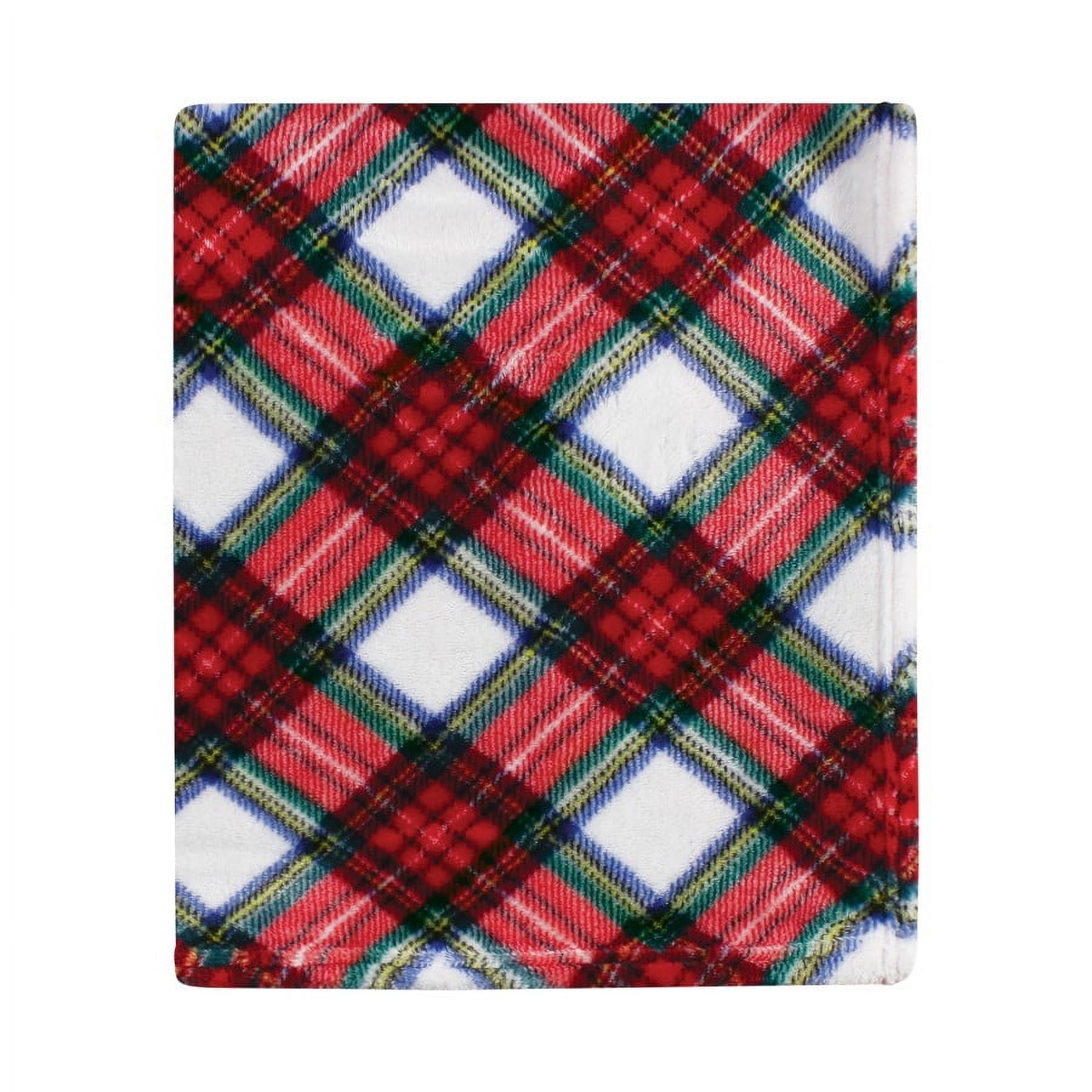 Hudson Baby Unisex Baby Silky Plush and Coral Fleece Blanket, White Tartan, 30x36 inches