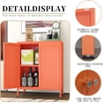 thumbnail image 6 of Small 2 Transparent Door Metal Storage Side Buffet Cabinet for Bed Room,Living Room,Entryway,Hallway,Home,Hotel,Office,Garage,Kitchen,1 Removable Shelf. (Striped Door, Orange), 6 of 14