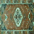 thumbnail image 1 of Ahgly Company Machine Washable Indoor Square Persian Turquoise Blue Traditional Area Rugs, 7' Square, 1 of 4