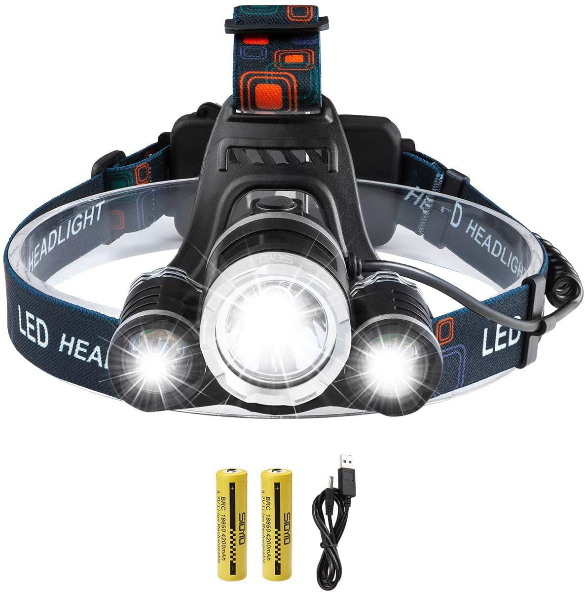 T6 LED Headlamp Flashlight powerful 2000LM Head Light Torch white 18650 Battery 
