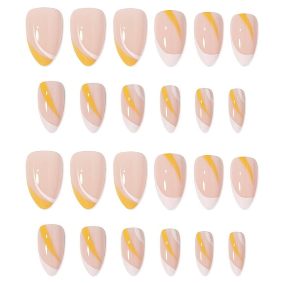 KBANNICAL French White Orange Finished False Nails Coffin Shape French Tips on Nails Extra Long Clear Acrylic Nail Tips on Nails Short Length Ballerina Coffin Shaped Nail Tips Long Clear