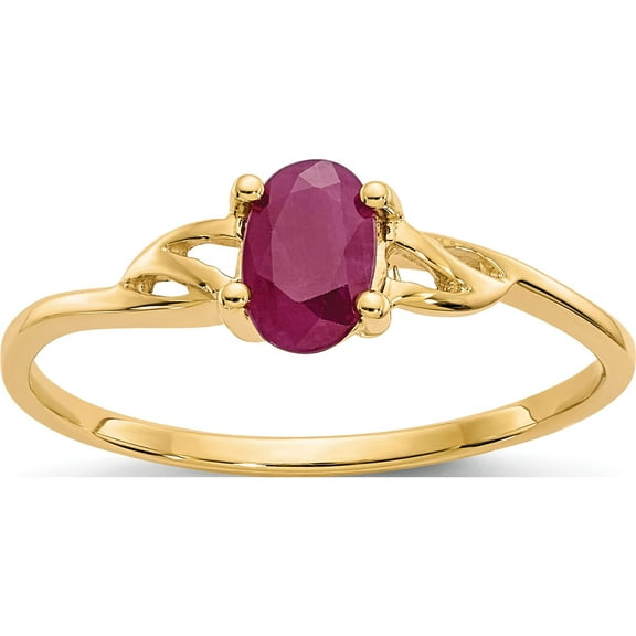 14K Yellow Gold Ruby Birthstone Ring (Size 7) Made In India xbr136