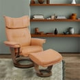 thumbnail image 3 of Pemberly Row Contemporary Caramel Leather Swivel Recliner with Matching Ottoman, 3 of 6
