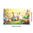 thumbnail image 3 of Cute Cartoon Rabbit Floral Decoration Spring Theme Backdrop Banner Birthday Party Supplies Photography Props Easter Wall Hanging Backdrop, 3 of 4