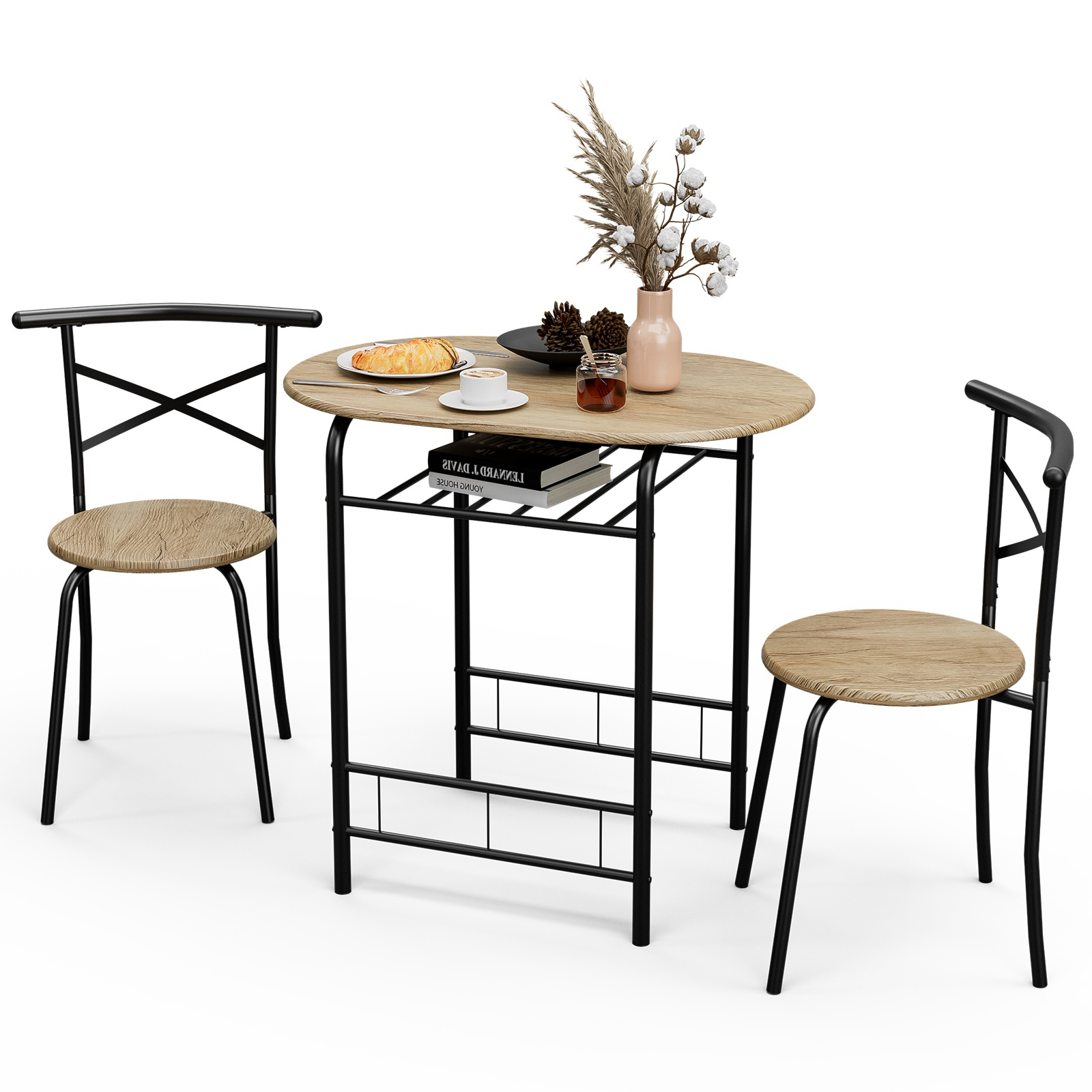 Small Dining Room Set W/2 Chairs & 1 Table, Modern Counter Height