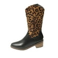 thumbnail image 3 of Crunowin Women's Leopard Print Suede Side Zipper Boots Plus Size Slip-Resistant Fall Winter Mid-Calf Shoes Brown Size 7.5, 3 of 10