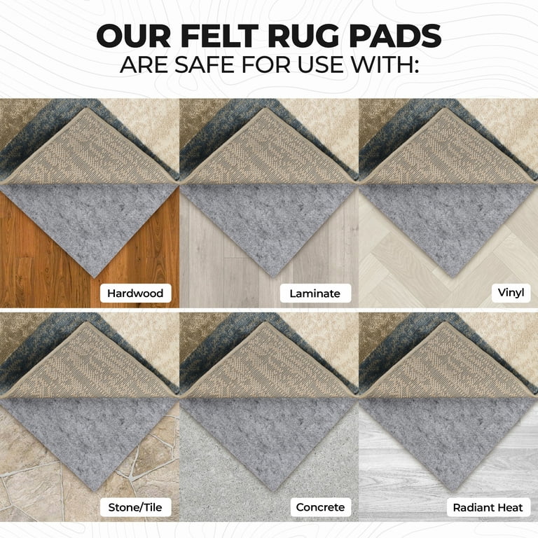 Superior Non-Slip Felt Rubber Indoor Area Rug Pad, 9' x 12