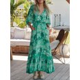 thumbnail image 2 of ELF Women Summer Bohemian Dress Casual V Neck Flowy Long Party Dress with Pocket for Beach Cocktail Streetwear, 2 of 9