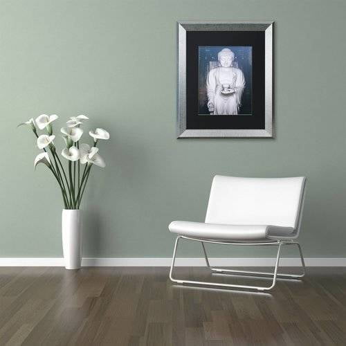 Trademark Fine Art "White Buddha" Canvas Art by Philippe Hugonnard, Black Matte, Silver Frame