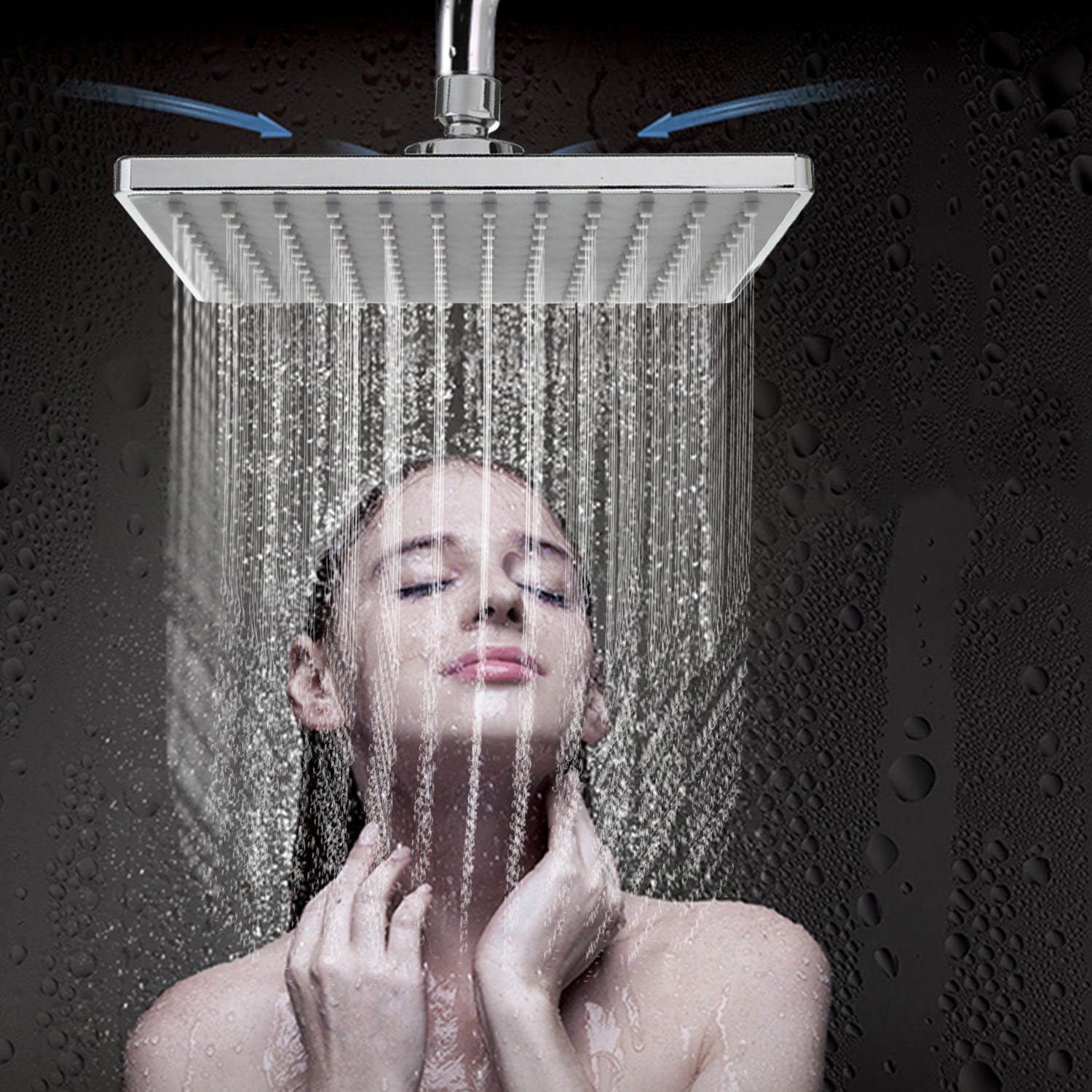 High Pressure Shower Head 8 Inch Rain Showerhead G1/2 Adjustable Bathroom O7A9 