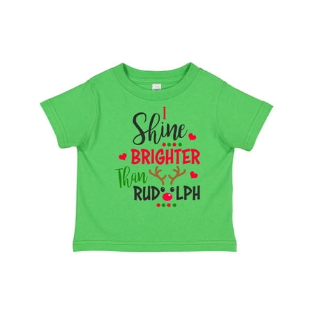 

Inktastic I Shine Brighter Than Rudolph with Reindeer Nose Eyes and Antlers Gift Toddler Boy or Toddler Girl T-Shirt