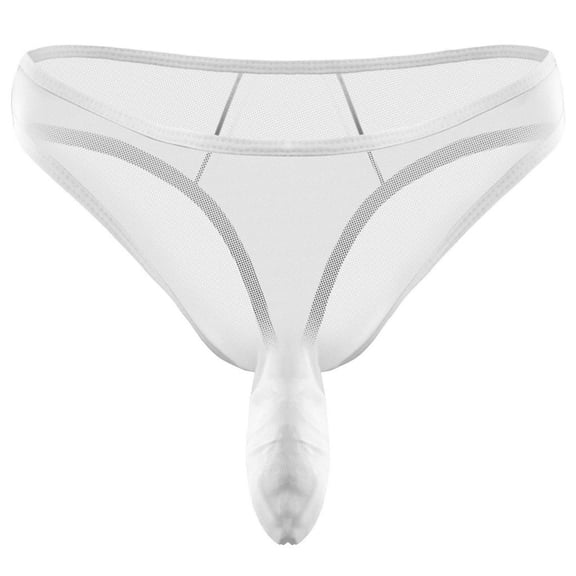 LODIENY Mens Briefs Ultra Soft and Comfortable Breathable Mesh Underwear Transparent Trunks White M