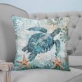 thumbnail image 4 of Teal Sea Turtle Coastal 26x26 Pillow Covers Set of 2, Nautical Summer Beach Starfish Throw Pillow Covers Decorative Couch Cushion Case, Microfiber Square Pillowcases for Bedroom Car Living Room, 4 of 7