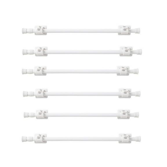 6 PCS No Drilling Tension Curtain Rods White Adjustable for Windows 15.7 to 28 Inch
