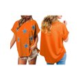 thumbnail image 2 of Nituyy T-Shirt d'Été Ample pour Femmes Appliques Étoile de Perle Manches Courtes Col Rond Tops Surdimensionnés, 2 of 9
