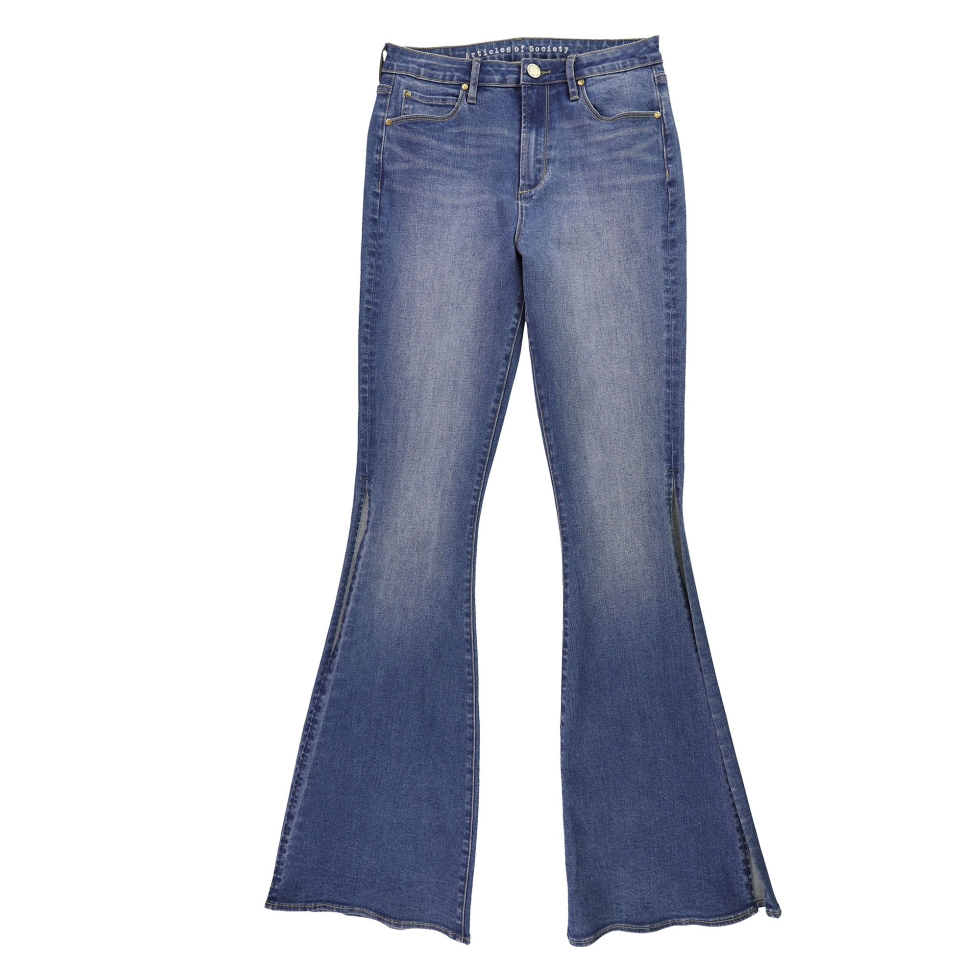 Articles of Society Womens Faded Flared Jeans, Blue, Juniors,
