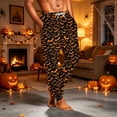 thumbnail image 3 of EANJE Halloween Pajama Pants for Men Lightweight Wide Leg Sleepwear Pajama Pants Soft Pumpkin Ghost Bat Print High Waisted Pj Fall Drawstring Lounge Pants with Pockets Orange XL, 3 of 6