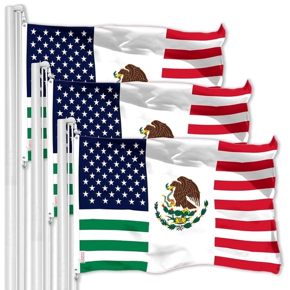G128 3 Pack: Mexico USA Friendship Flag | 3x5 Ft | LiteWeave Pro Series Printed 150D Polyester | Specialty Flag, Vibrant Colors, Brass Grommets, Thicker and More Durable Than 100D 75D Polyester