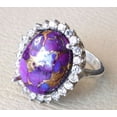 thumbnail image 3 of Natural Purple Copper Turquoise Ring, Turquoise Ring, December Birthstone, CZ Ring, 925 Sterling Silver, Womens Ring, Christmas, Thanksgiven, Handmade, Statement Jewelry, Natural Turquoise Ring, 3 of 6