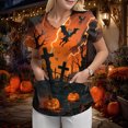 thumbnail image 5 of Godom Halloween Pumpkin Graphic T-Shirt Womens Short Sleeve V Neck Casual Tops Tees Shirt, 5 of 7
