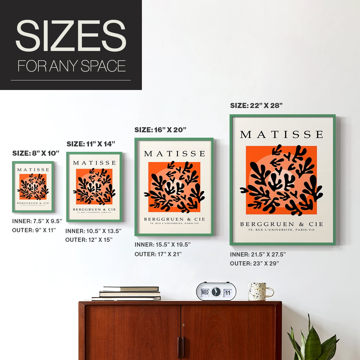Matisse CXLV Framed Print in Green Solid Wood 11 x 14 Framed Print