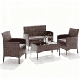thumbnail image 4 of HOYOA 4PCS Patio Rattan Conversation Furniture Set Outdoor Brown/Gray Cushion, 4 of 6