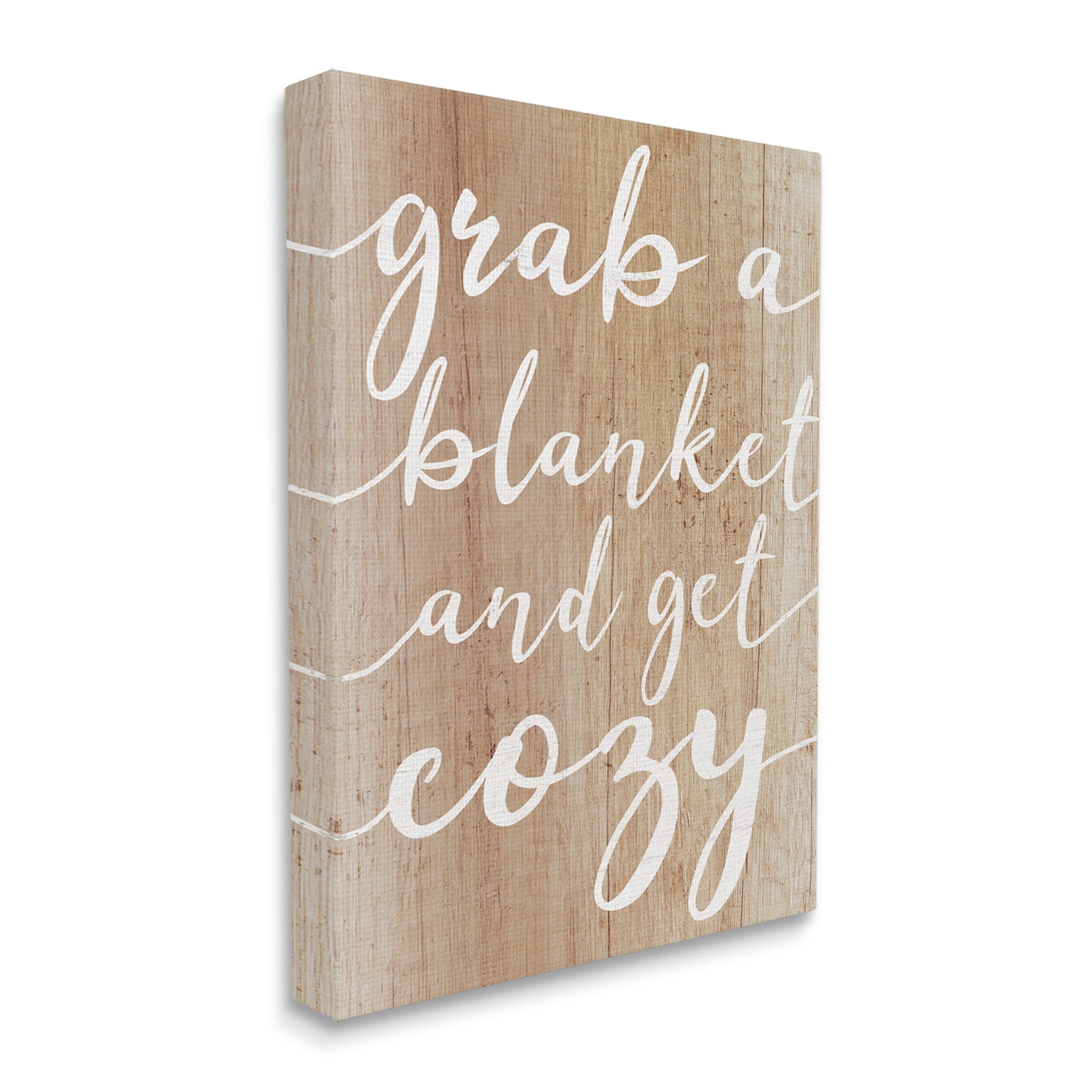 Stupell Industries Get Cozy Rustic Phrase Inspirational Painting Gallery Wrapped Canvas Print Wall Art