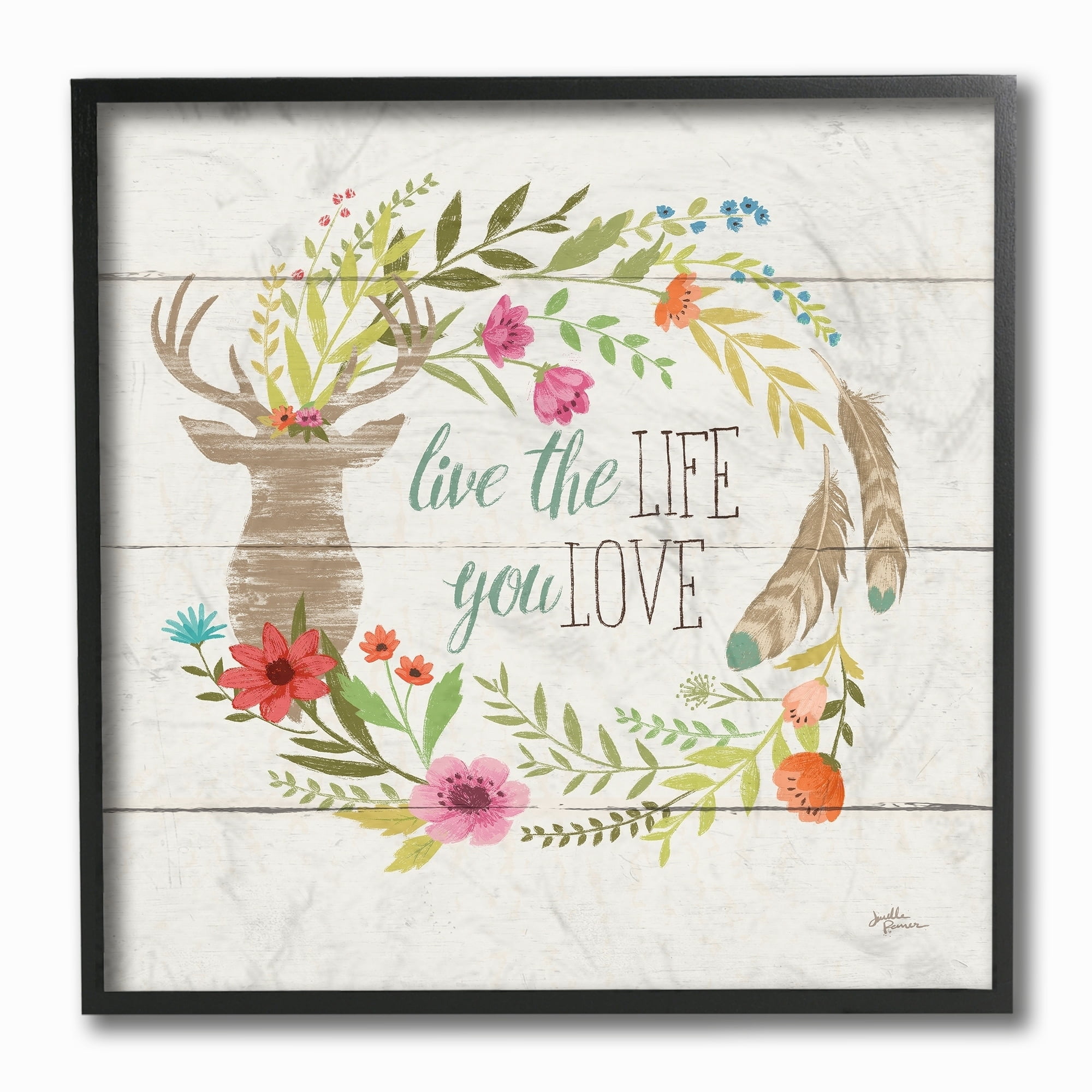 Stupell Rustic Blooms Live the Life You Love Framed Giclee Texture Art